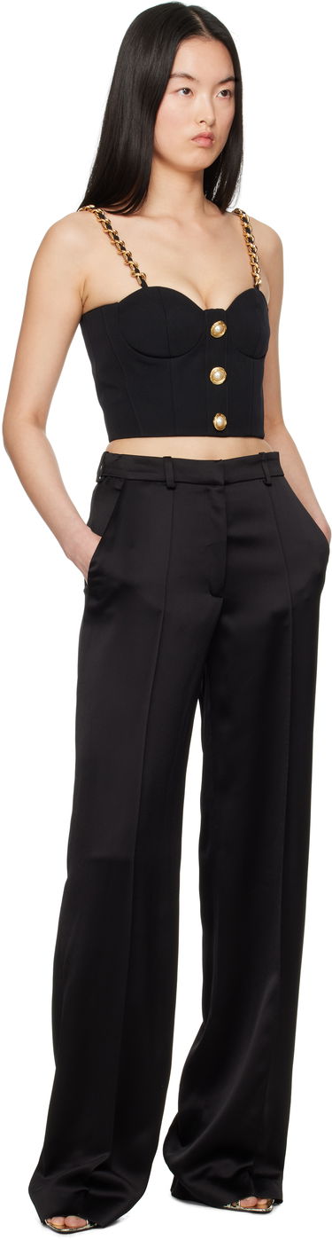 Nohavice Balmain Balmain Satin Straight-Leg Trousers Čierna | EF0PO160VB01, 3