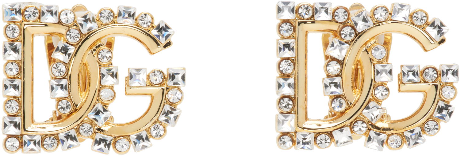 Náušnice Dolce & Gabbana Dolce&Gabbana 'DG' Crystal Logo Clip-On Earrings Metalická | WER2L4 W1111, 0