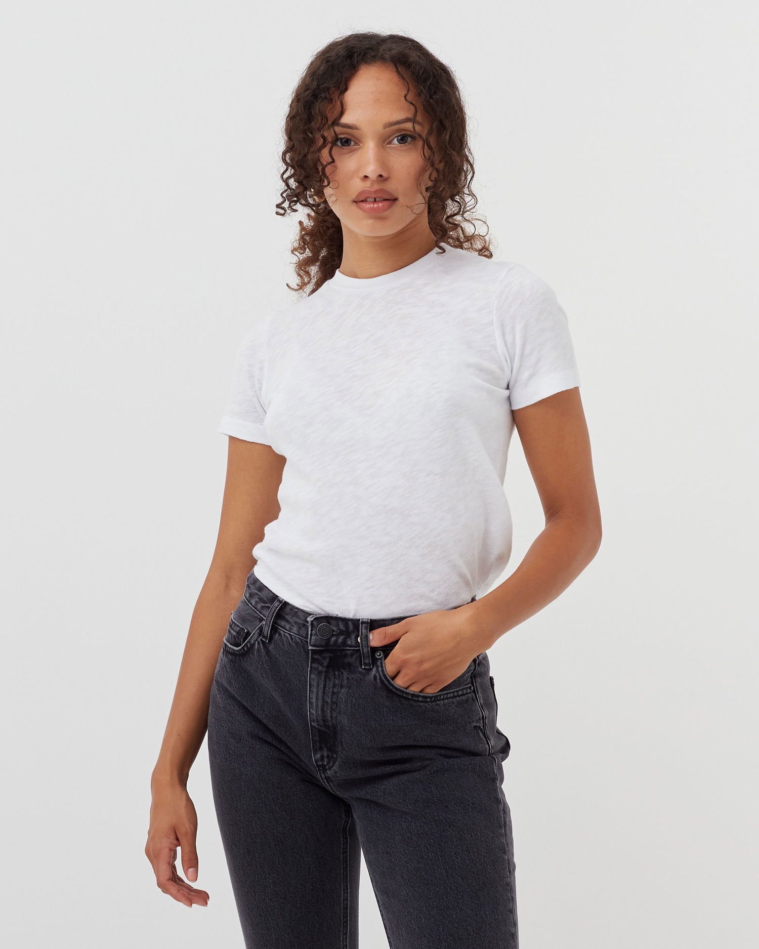 Tričko American Vintage WMNS Tee Round Collar Biela | SON28GE24-BLANC, 1