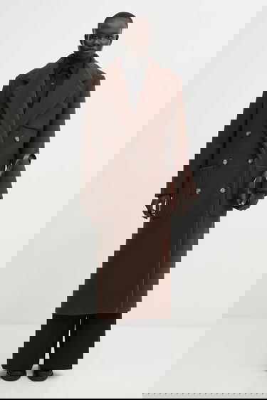 Kabáty Lacoste Long Textured Wool Coat Hnedá | BF5306, 5