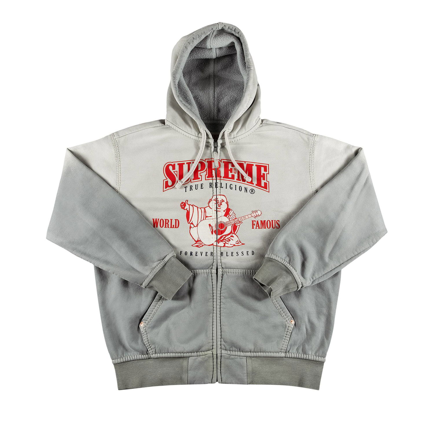 Mikina Supreme True Religion Zip Up Hooded Sweatshirt Šedá | FW21SW38 LIGHT GREY, 1
