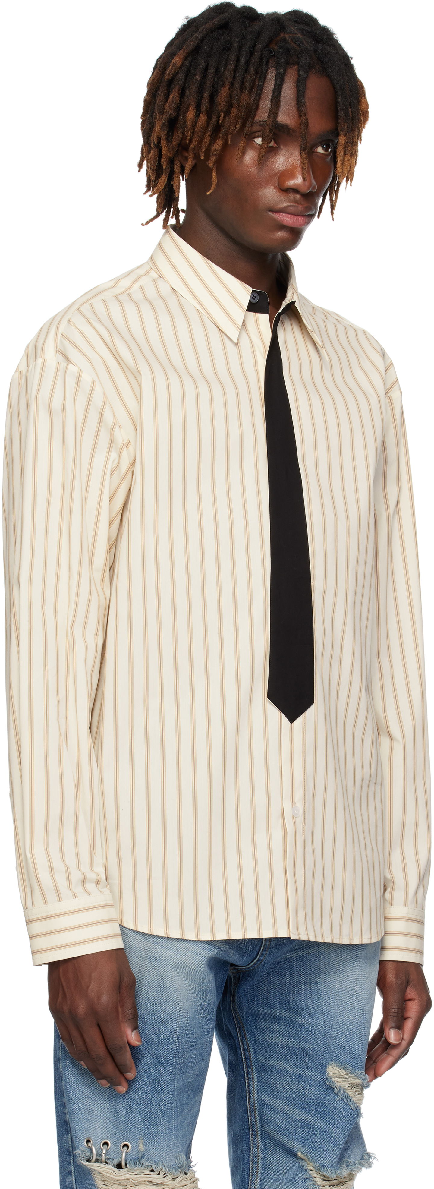 Košeľa We11done We11done Necktie Striped Shirt Béžová | WD-SH0-25-161-M-BG, 1