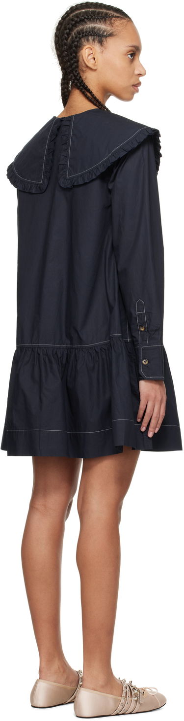 Šaty GANNI Ganni Ruffle Collar Drop Waist Minidress Navy | W0157, 2