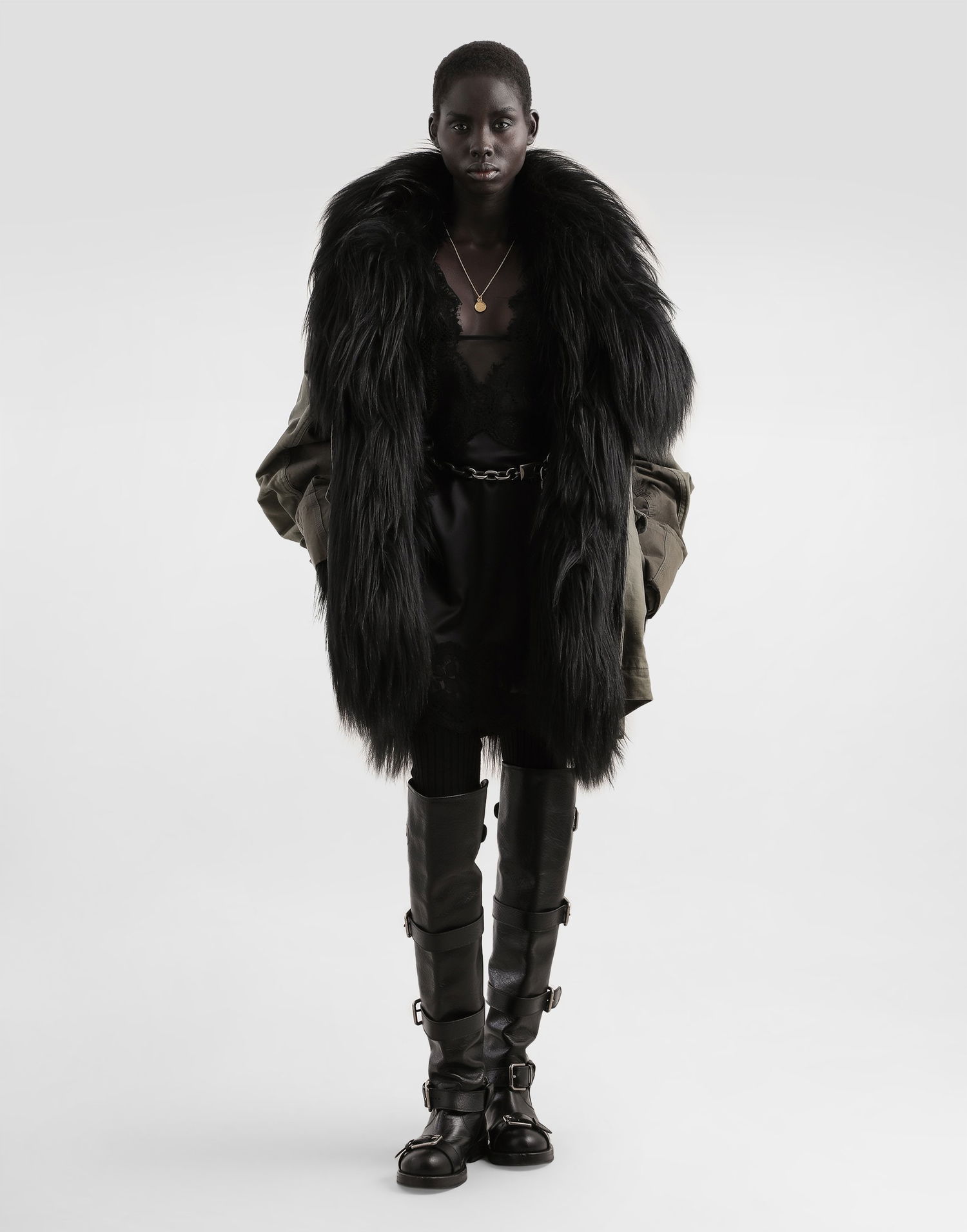 Parka Dolce & Gabbana Dolce & Gabbana Oversized Canvas Parka with Fur Zelené | F9U00ZGDDHQN0269, 1