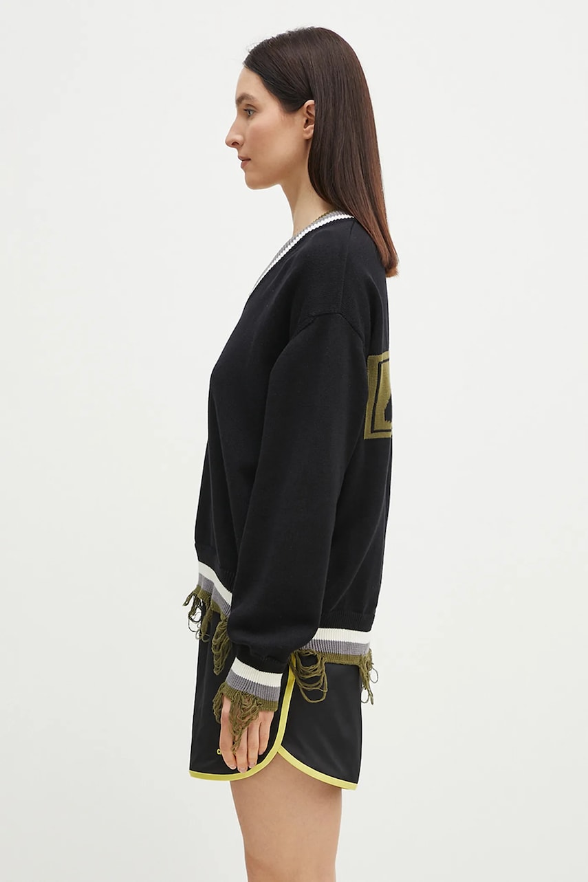 Sveter Ottolinger Ottolinger Oversized Distressed V-Neck Sweater Čierna | 107.101407.02, 1