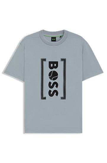 Tričko BOSS BOSS Relaxed-Fit Tennis T-Shirt Šedá | 50543905, 0