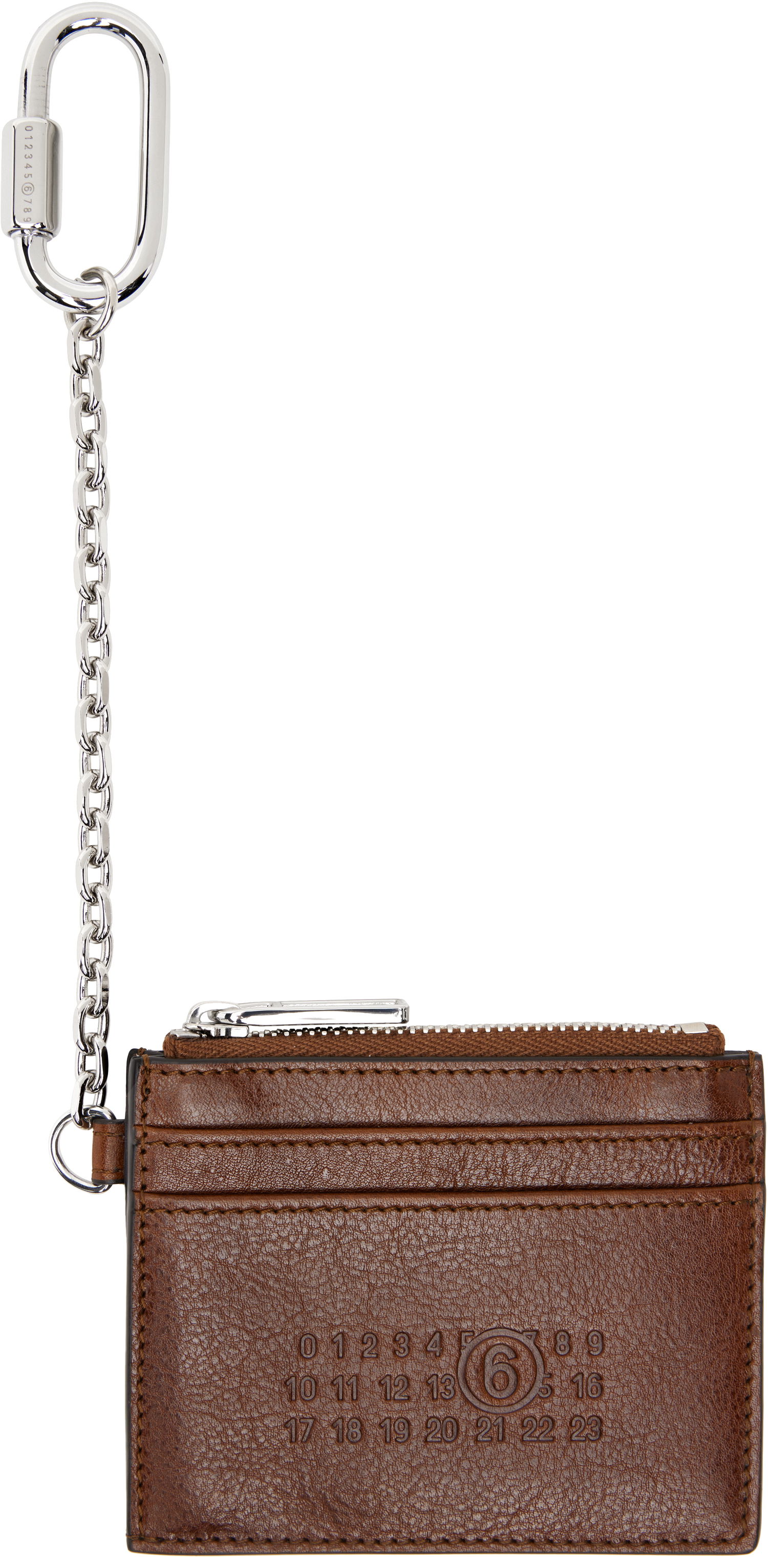 Peňaženka Maison Margiela MM6 Maison Margiela Leather Card Holder with Carabiner Chain Hnedá | SA5UI0021 P7253, 0