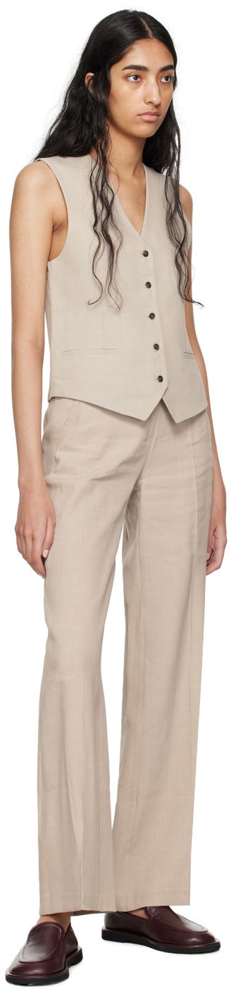 Vesta Anine Bing Sleeveless Linen-Blend Vest Béžová | A-01-10019-SDA26, 3