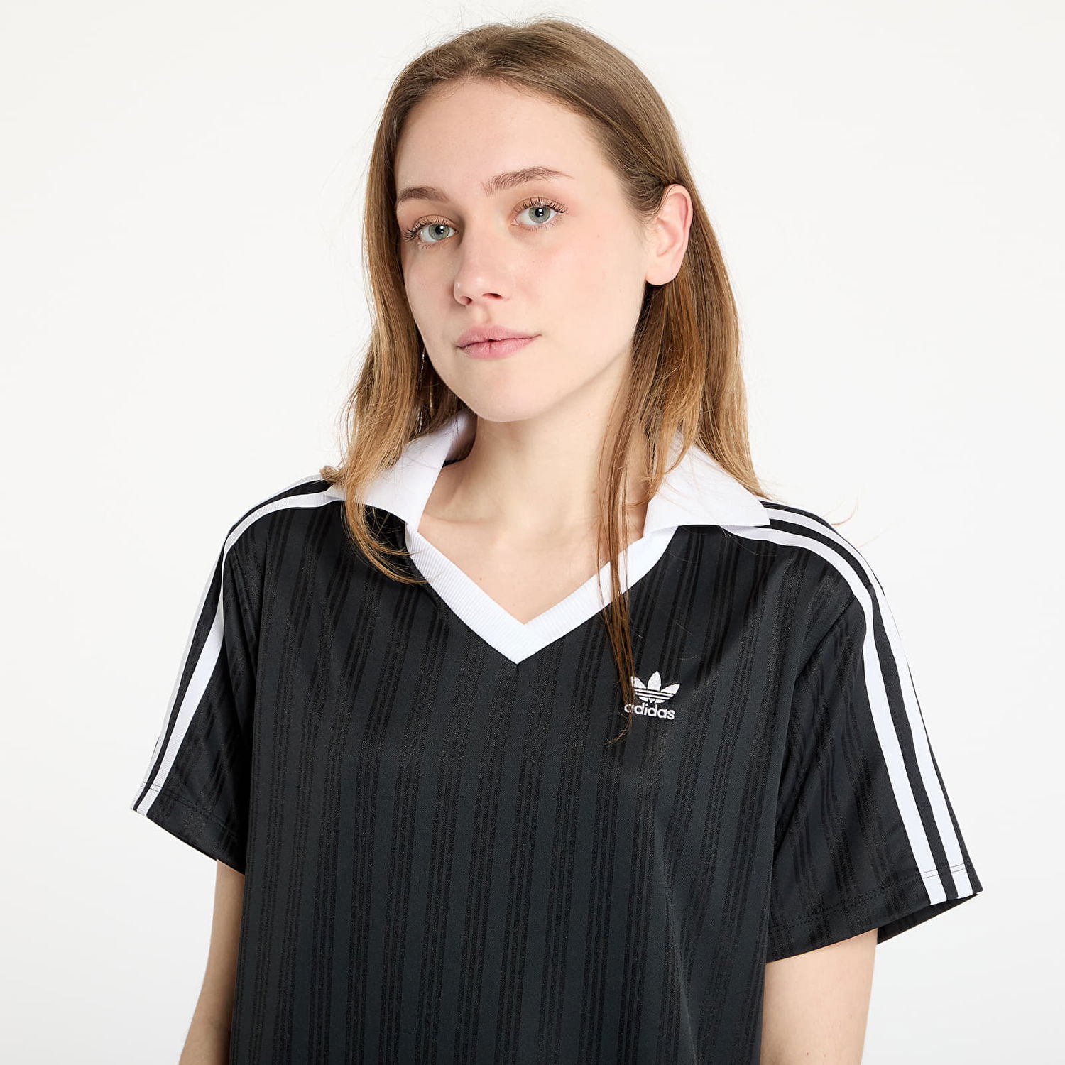 Šaty adidas Originals Adicolor Football Jacquard V-Neck Dress Čierna | JD2599, 1