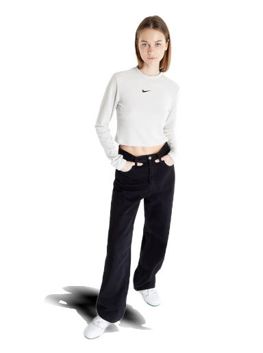 Crop Top Nike Velour Long-Sleeve Top Light Biela | DV7818-072