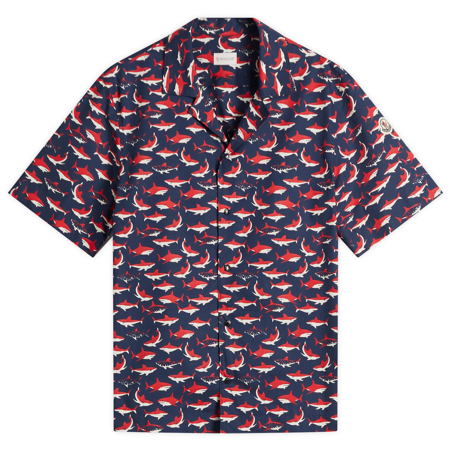Košeľa Moncler Moncler Little Sharks Printed Cotton Poplin Shirt Modrá | 2F000-18-598K6-S74, 0