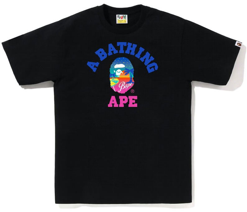 Tričko BAPE BAPE Sunset Beach College T-Shirt XXL Čierna | 001TEJ301068M-BLK, 0