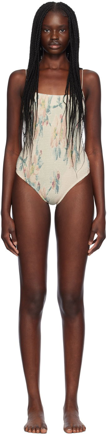 Plavky TOTEME TOTEME Smocked One-Piece Swimsuit Béžová | 243-WSW1080-FB0249, 0