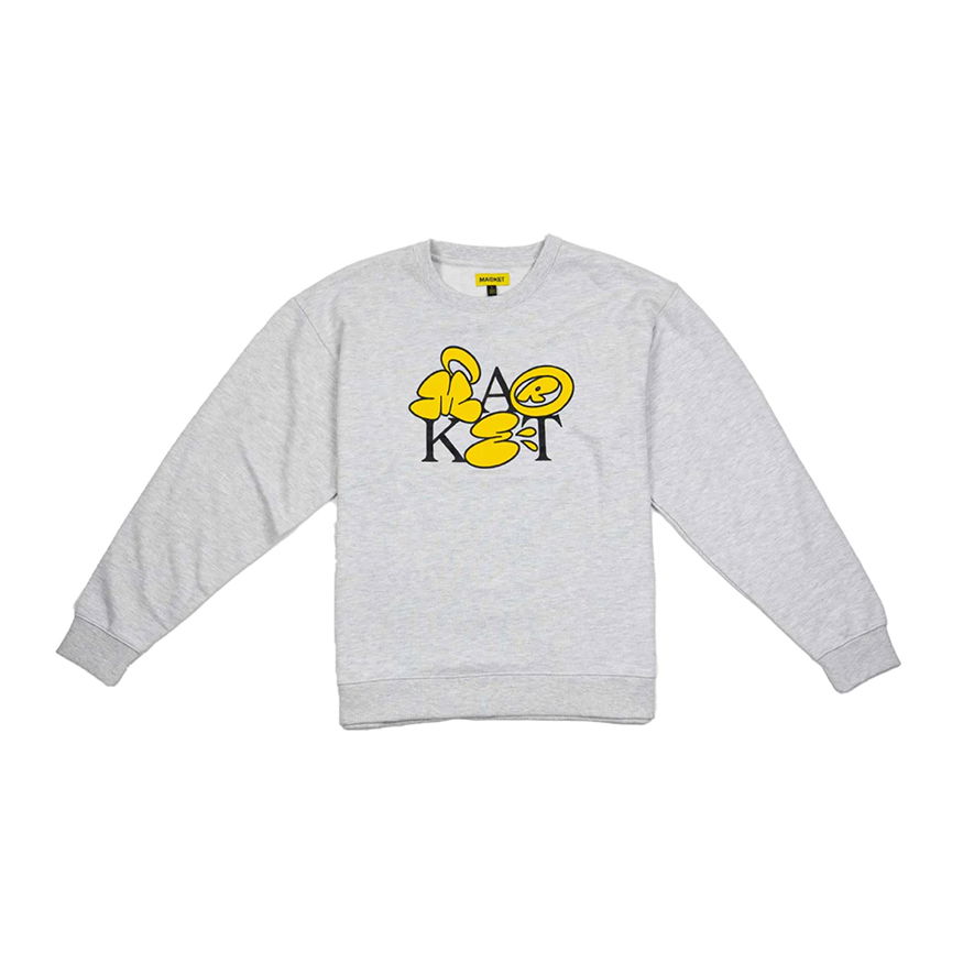 Mikina MARKET Bubble Letter Crewneck Sweatshirt Šedá | 396000847, 0