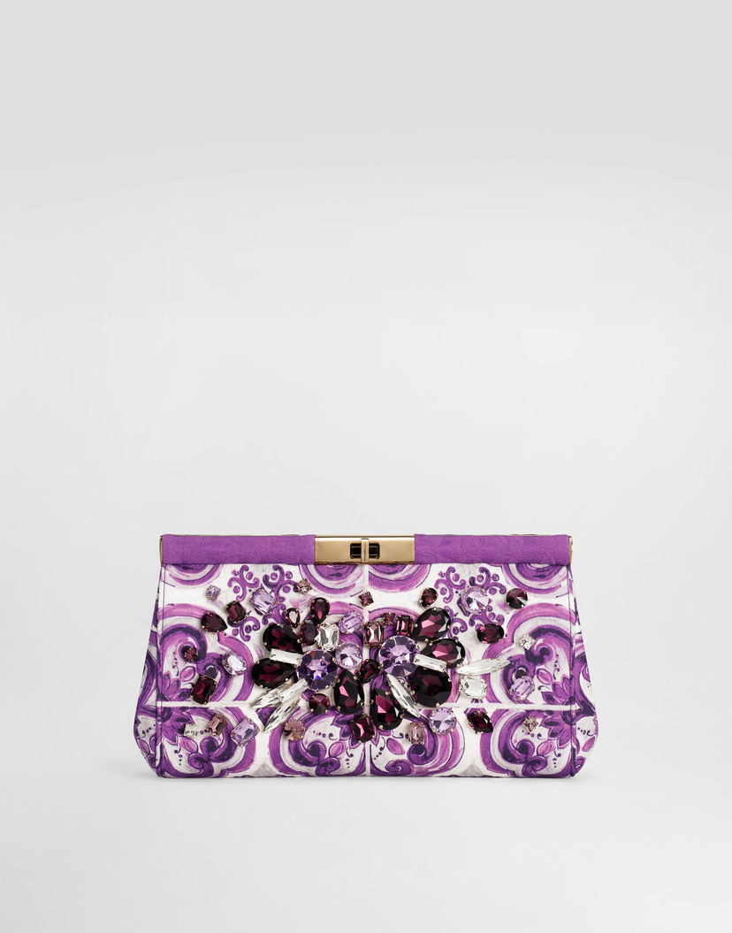 Kabelka Dolce & Gabbana Dolce & Gabbana Marlene Embroidered Brocade Clutch Fialová | BB7672AE123I03TN