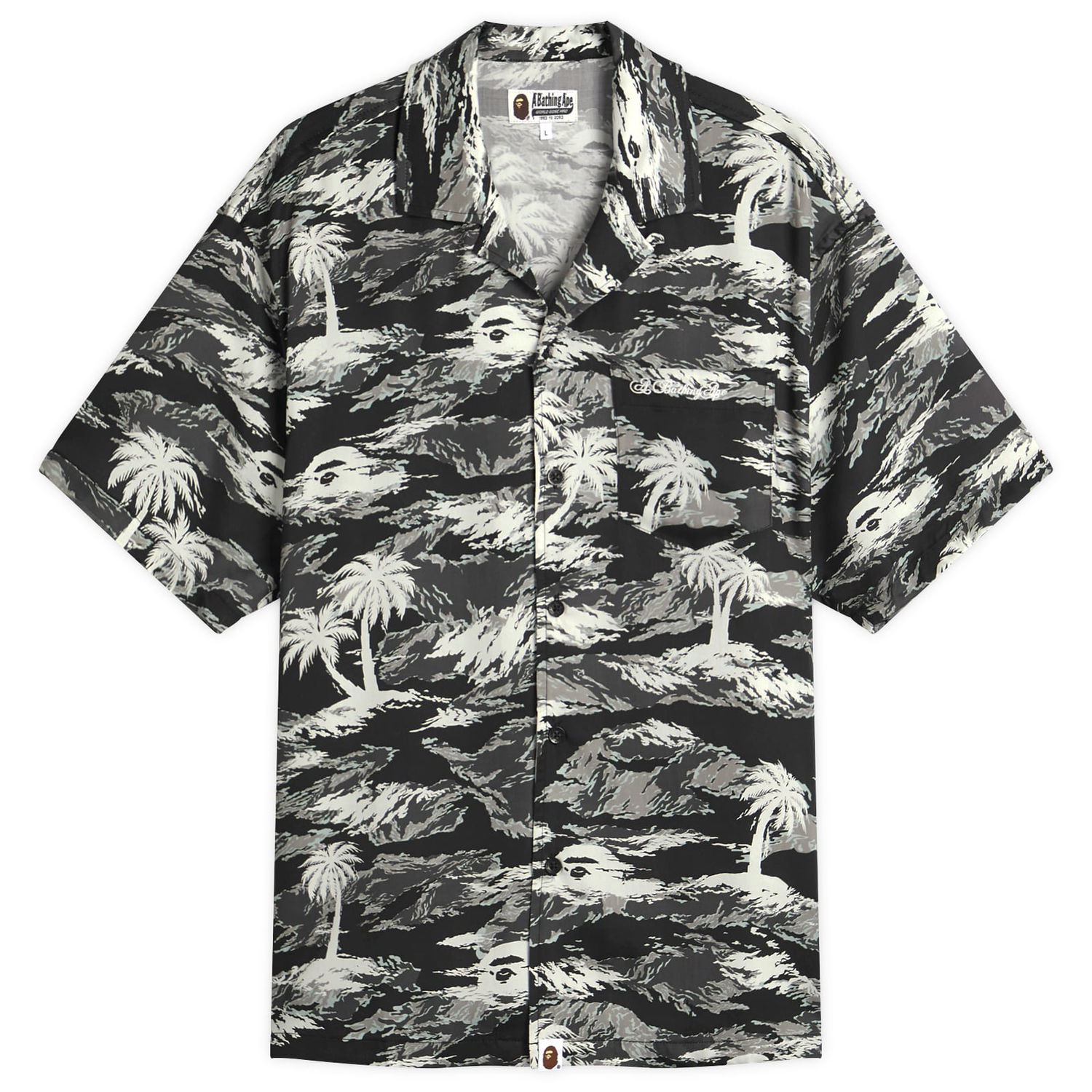 Košeľa BAPE A Bathing Ape Palm Tree Camo Open Collar Pocket Shirt Čierna | 001SRL301306M-BLK, 1