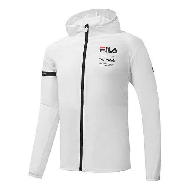 Vetrovka FILA Athletics Logo Print Woven Hooded Jacket Biela | A11M021703F-WT