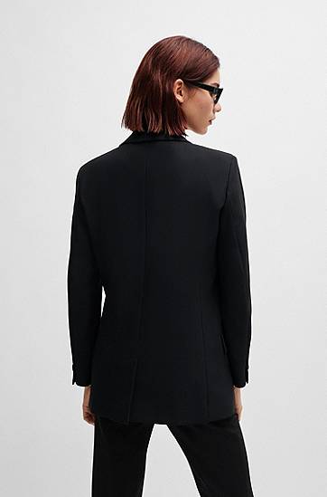 Bunda BOSS Relaxed-Fit Double-Breasted Stretch Jacket Čierna | 50482092, 1