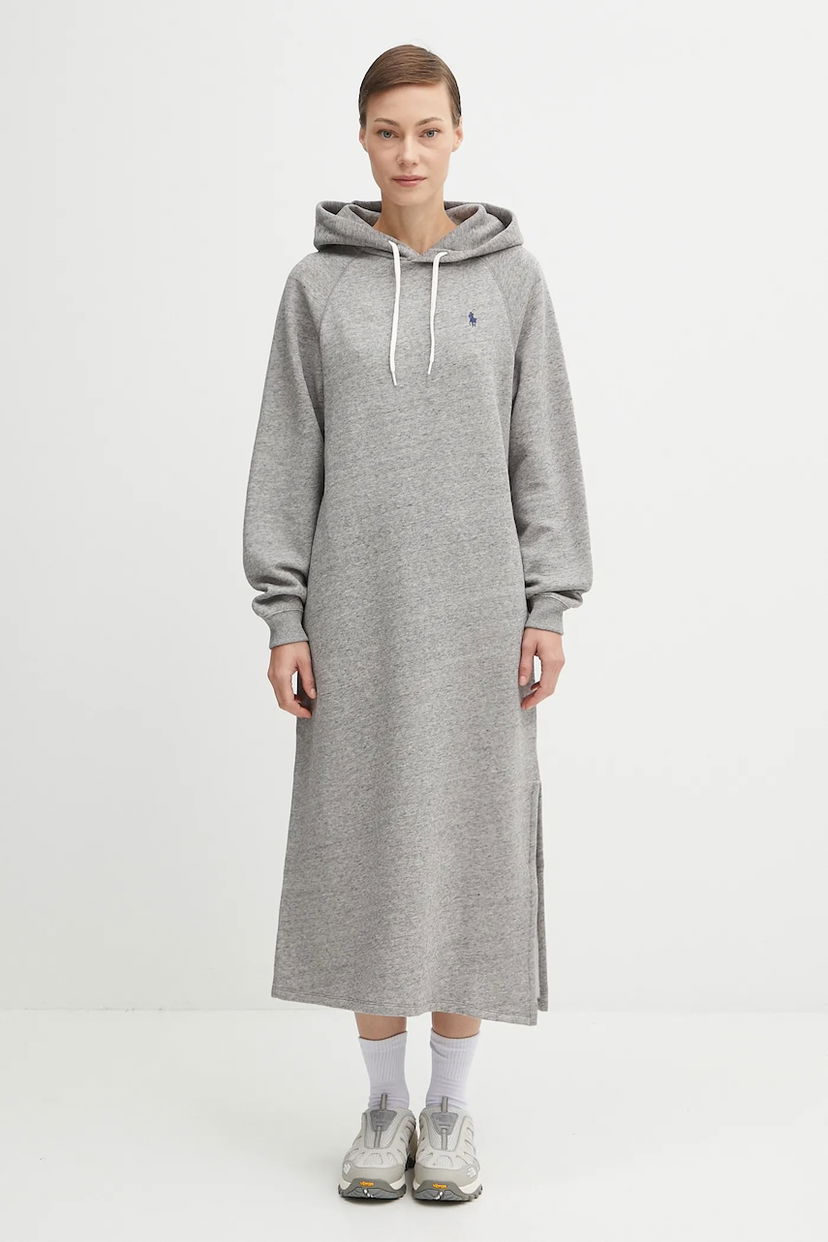 Šaty Polo by Ralph Lauren Polo Ralph Lauren Midi Hoodie Dress Šedá | 211972699