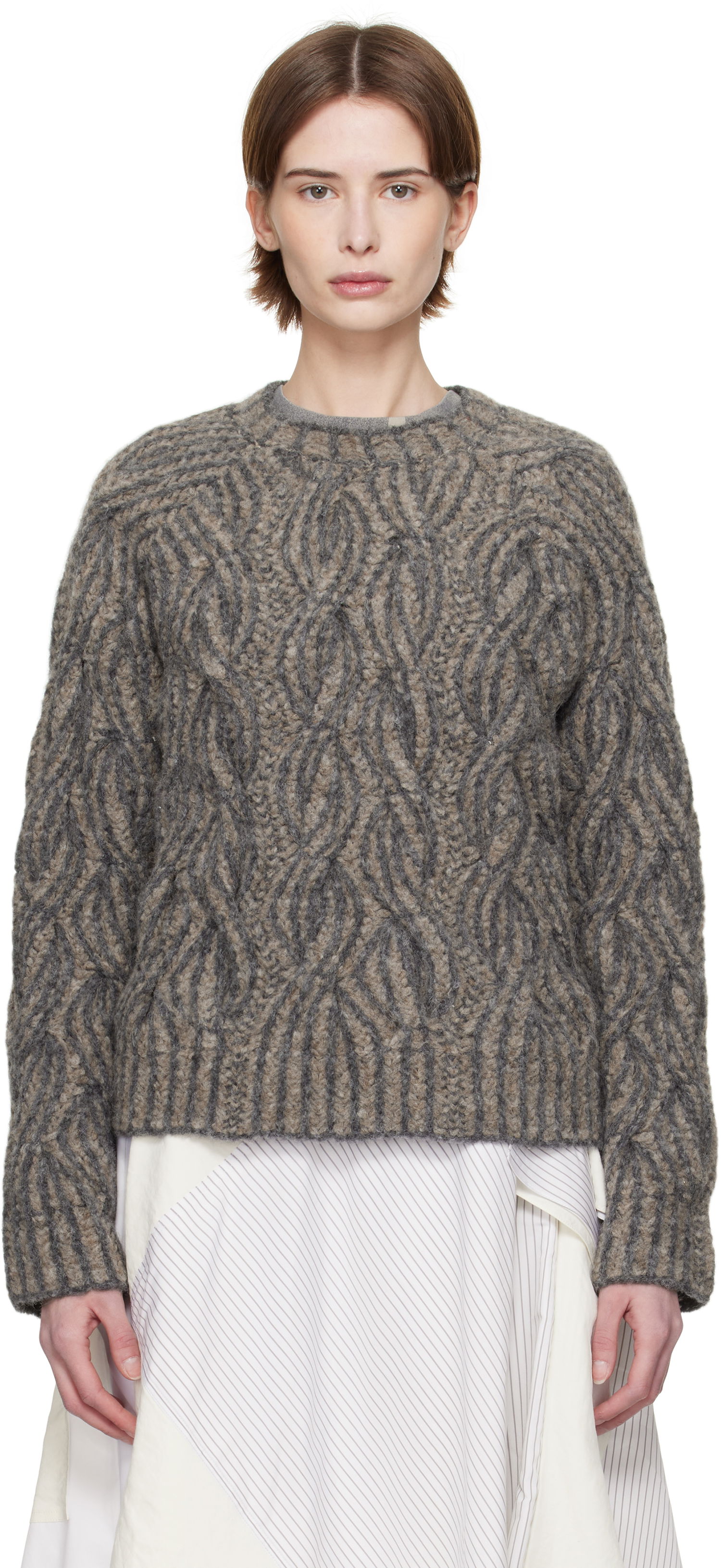 Sveter Eckhaus Latta Eckhaus Latta Plait Knit Sweater Šedá | 8110-EL-PS25-S -, 0