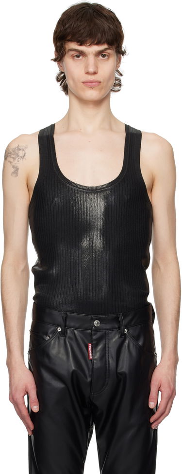 Tielko DSQUARED2 Dsquared2 Coated Ribbed Knit Tank Top Čierna | S71HA1339-D13114-900, 0