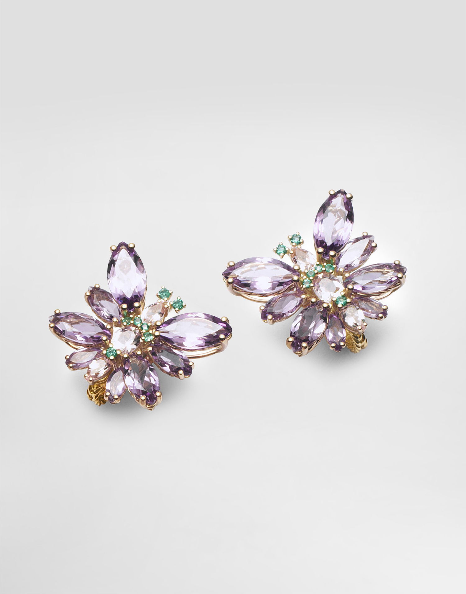 Náušnice Dolce & Gabbana Dolce & Gabbana Butterfly Earrings with Amethysts, Morganites, and Emeralds in 18K Gold Fialová | WEJI3GWAM03ZOO00, 1