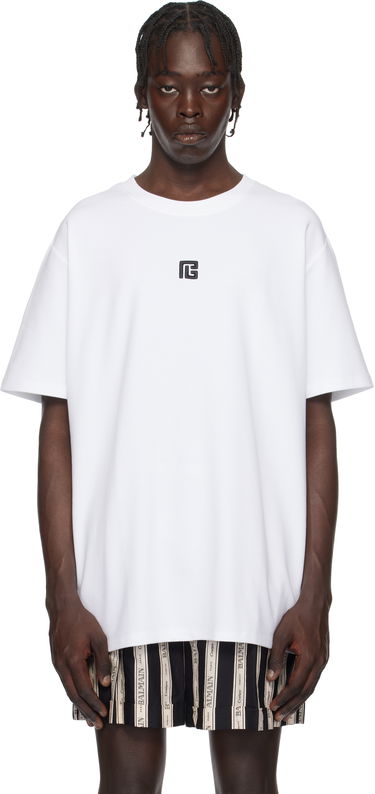 Tričko Balmain 'PB' Embroidered T-Shirt Biela | EH1EG010BC87, 0