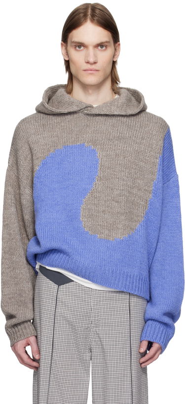 Sveter ERL ERL Bicolor Swirl Knit Hoodie Modrá | ERL10N009, 0