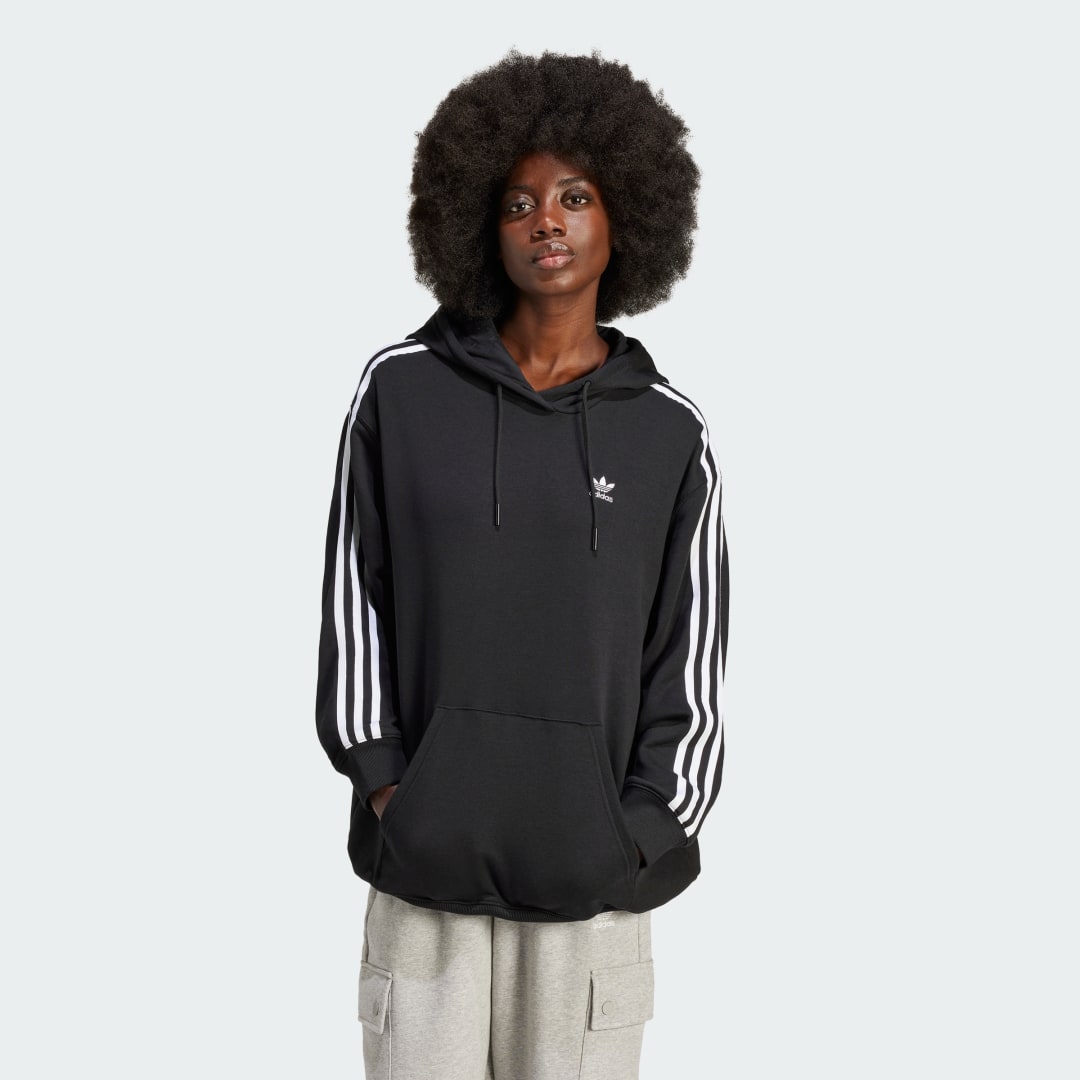 Mikina adidas Originals Adicolor 3-Stripes Oversized Hoodie Čierna | IU2418, 1