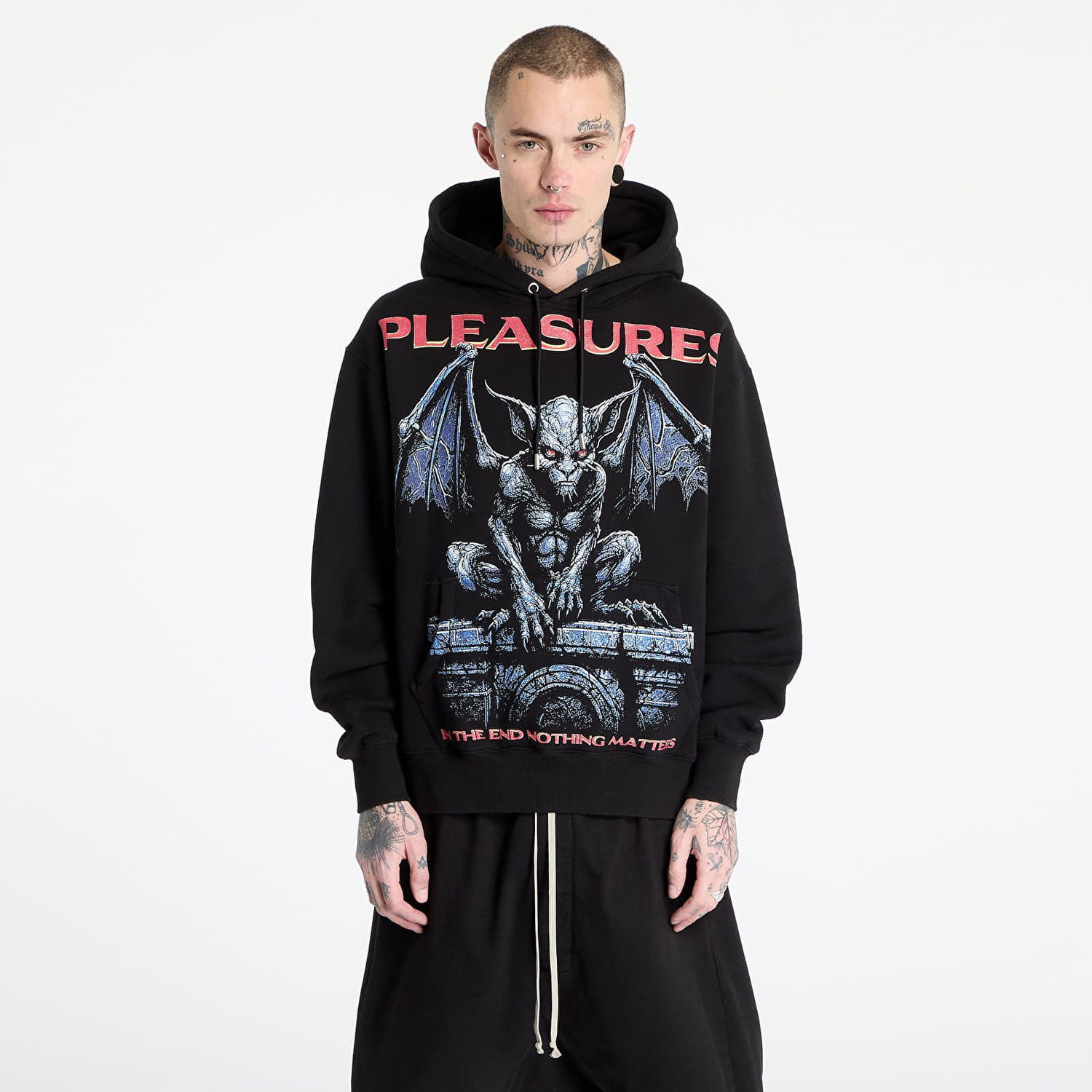 Mikina Pleasures PLEASURES Gargoyle Hoodie Čierna | P25SP015 BLACK, 0