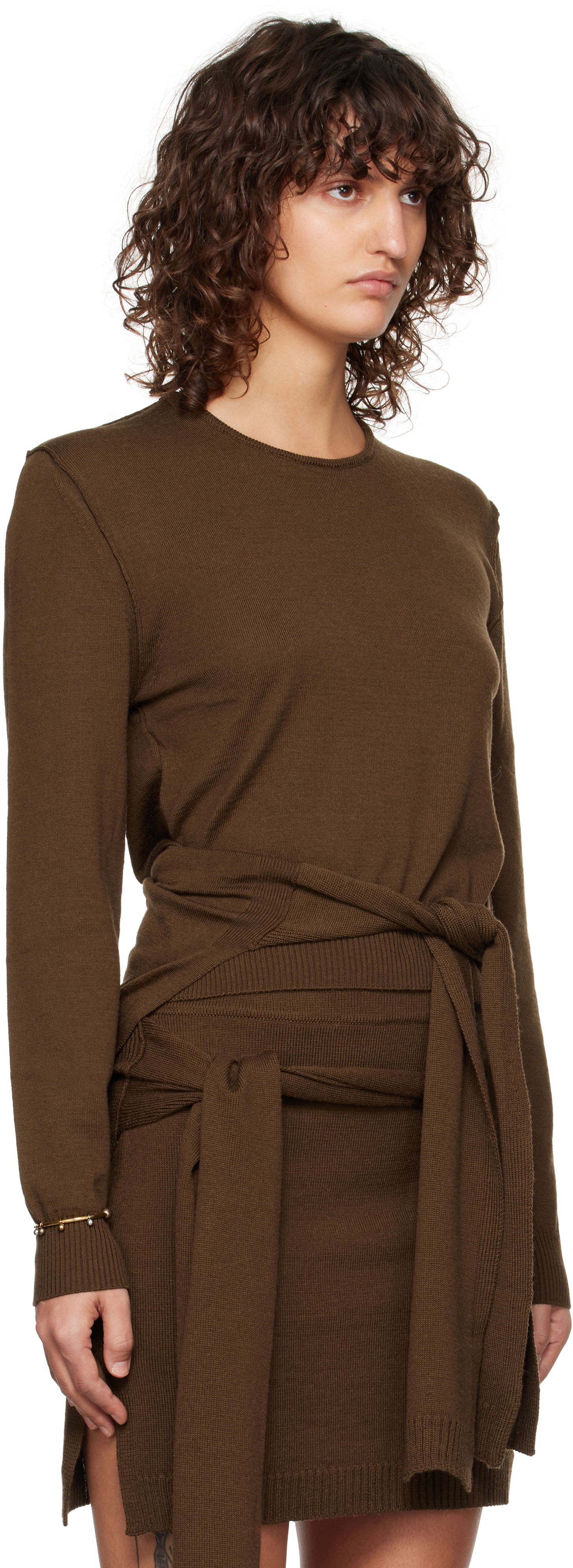 Šaty LEMAIRE Lemaire Crew Neck Knit Dress Hnedá | TO1250 LK087, 1