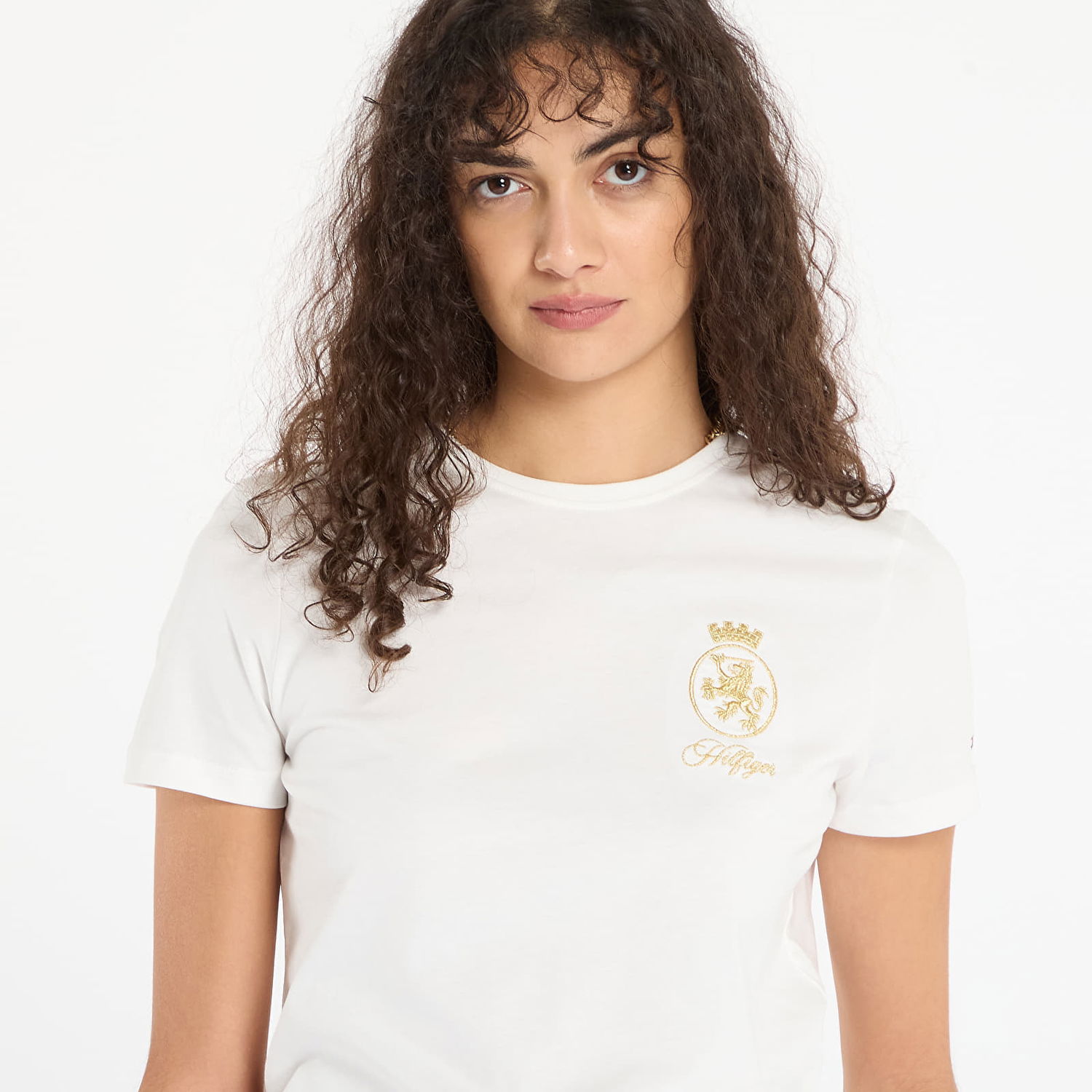 Tričko Tommy Hilfiger Gold Crest Regular Short Sleeve T-Shirt Biela | WW0WW46153-YBL, 1