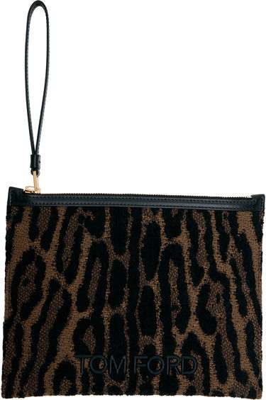 Peňaženka Tom Ford TOM FORD Leopard Jacquard Wristlet Pouch Hnedá | S0522-TSY057G, 0