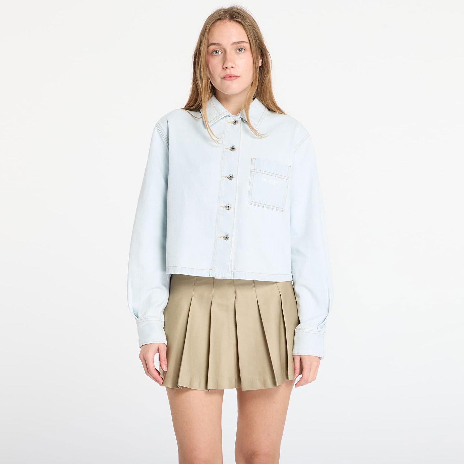 Košeľa Off-White Diag L/S Denim Pajama Shirt Modrá | OWYD013F25DEN0024301, 0