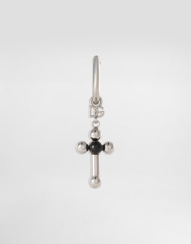 Náušnice Dolce & Gabbana Dolce & Gabbana Single Earring with Cross Charm Metalická | WER5M4W111187655, 2