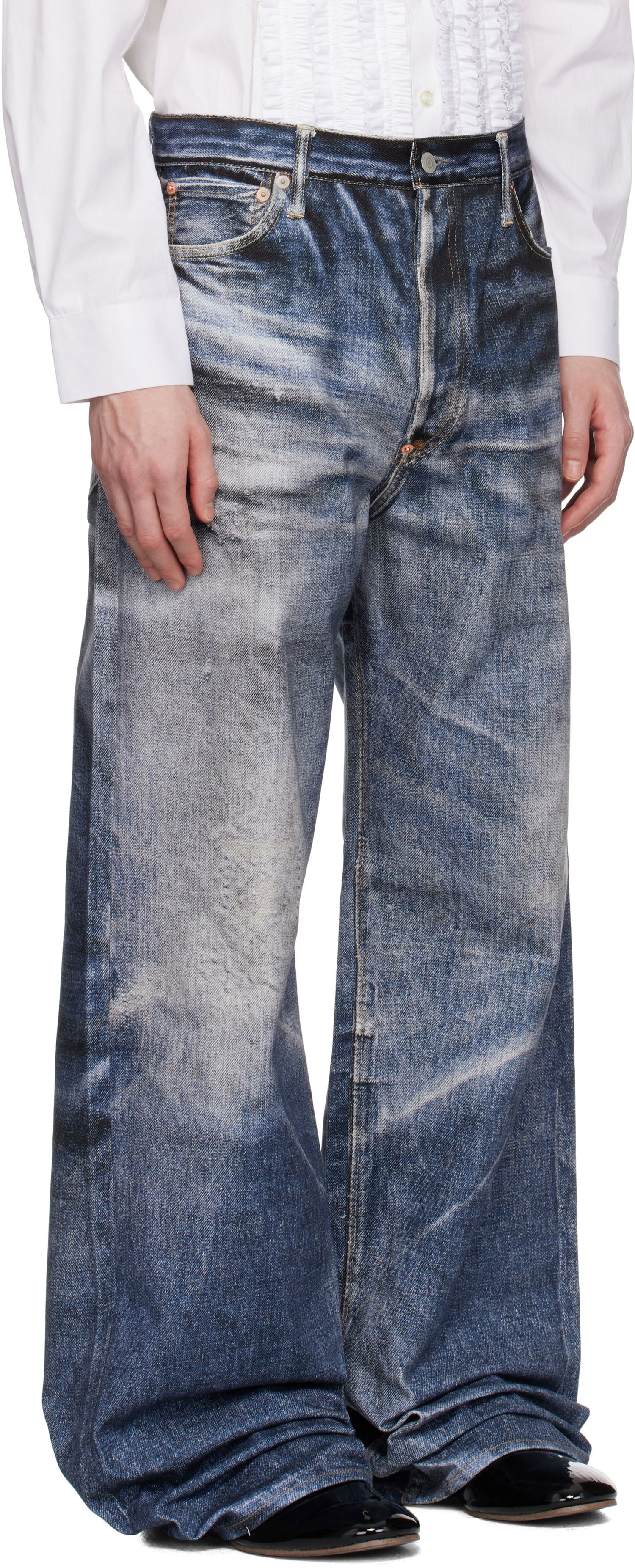 Džínsy Junya Watanabe Junya Watanabe Levi's Edition Inkjet W Name Berberjin Jeans Modrá | WO-P905-100, 1