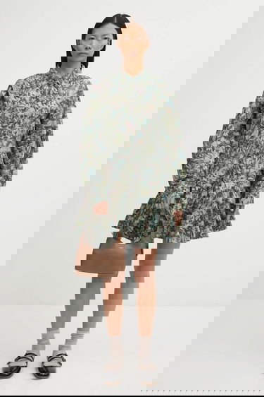 Šaty GANNI Printed Stretch Cotton Buttoned Mini Dress Rôznofarebný | W1096, 5