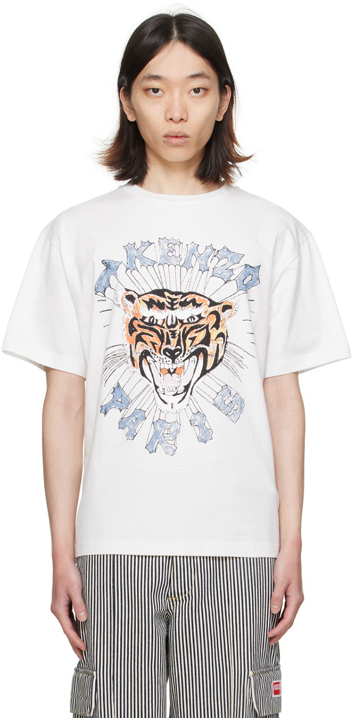 Tričko KENZO Paris Drawn T-Shirt Biela | FE55TS2744SG