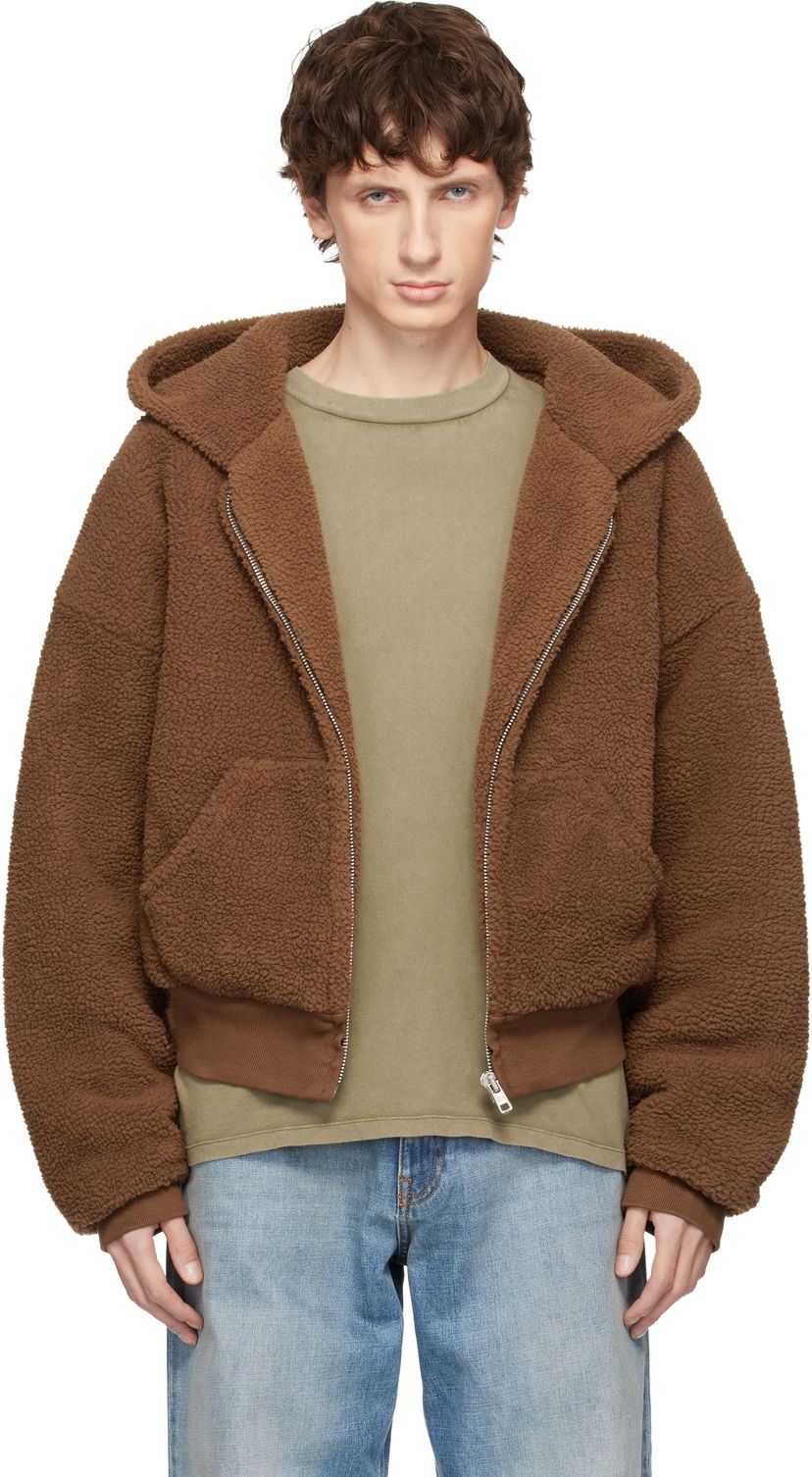 Mikina ERL Terry Fleece Zipped Hoodie Hnedá | ERL11J007