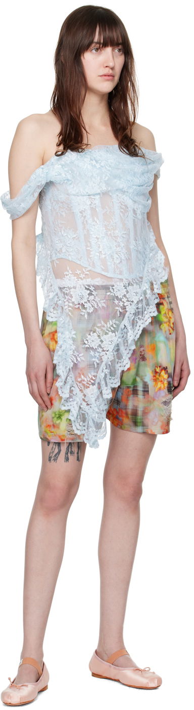 Collina Strada Odeon Floral-Print Lace-Trim Shorts