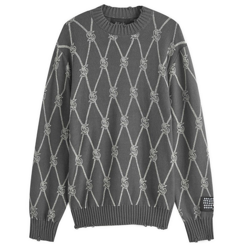 Mikina Ksubi Diamond Dollar Knit Sweatshirt Šedá | MPF24KW001-GRY