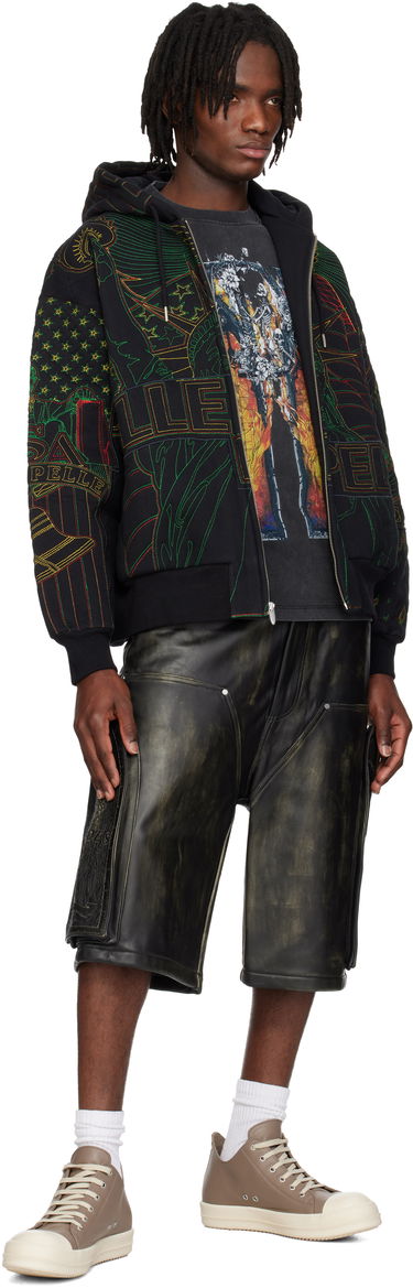 Šortky Who Decides War Who Decides War Side Embroidery Mid-Length Leather Shorts Čierna | 1121000031SS25, 3
