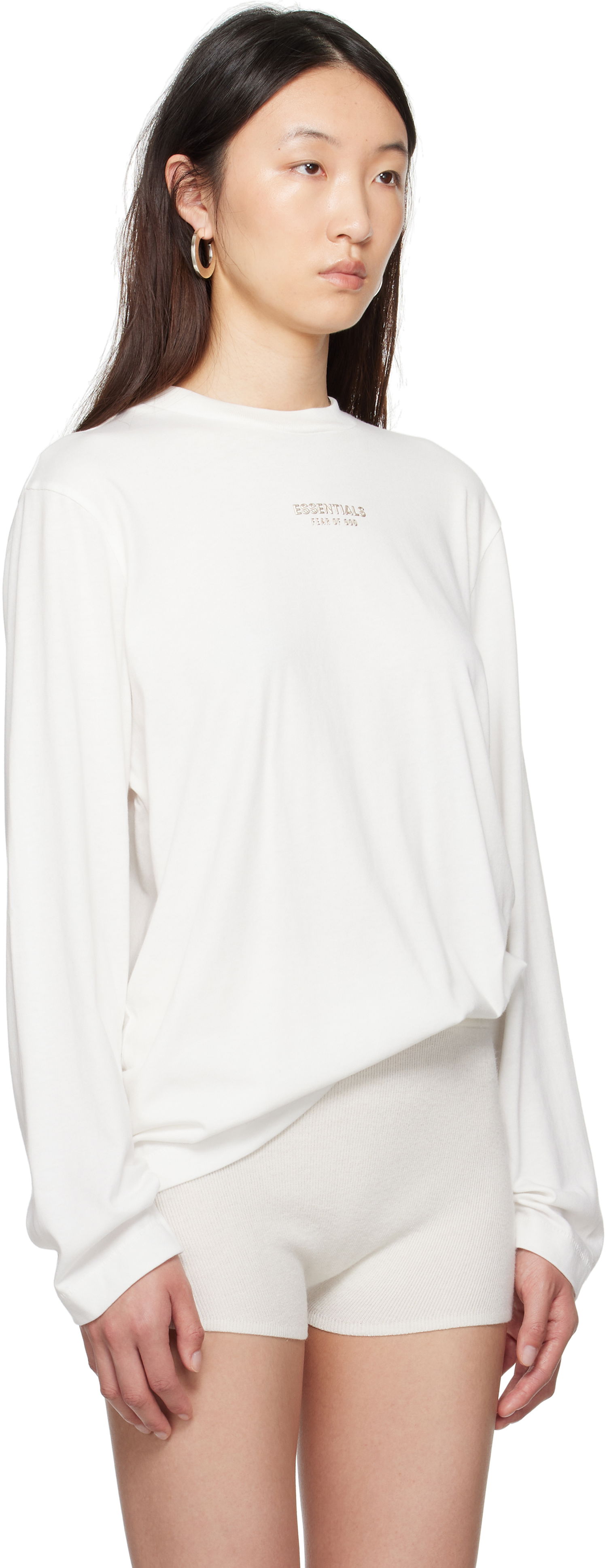 Tričko Fear of God Fear of God ESSENTIALS Classic Fit Long Sleeve T-Shirt Biela | 125SP255884FW, 1