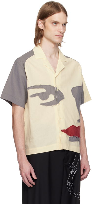 Košeľa KidSuper KidSuper Patchwork Face Linen Camp Shirt Žltá | SS25-SST-01, 1
