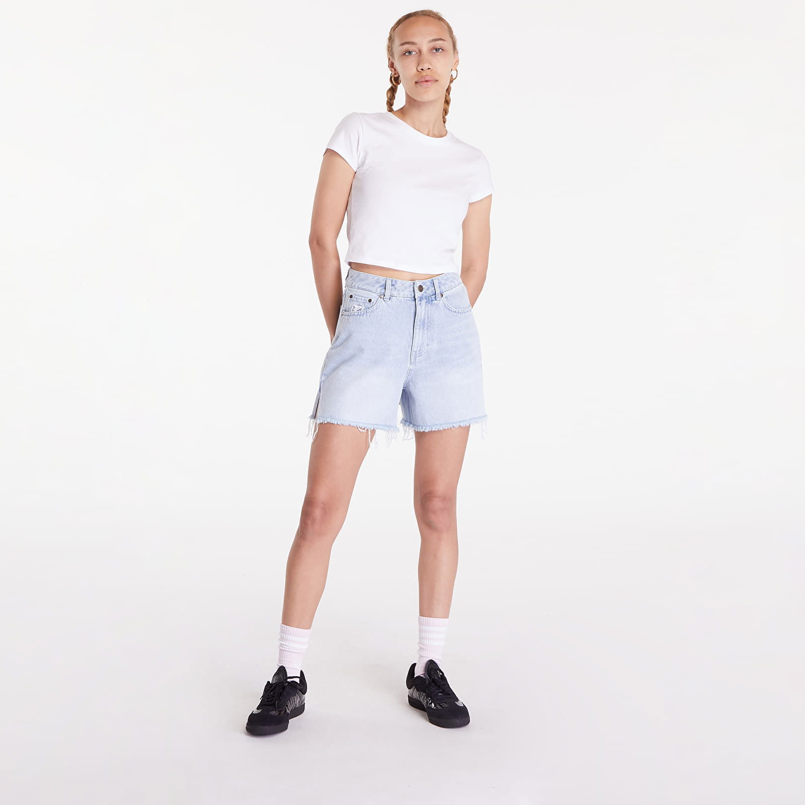 Og Slit Denim Shorts Light Blue