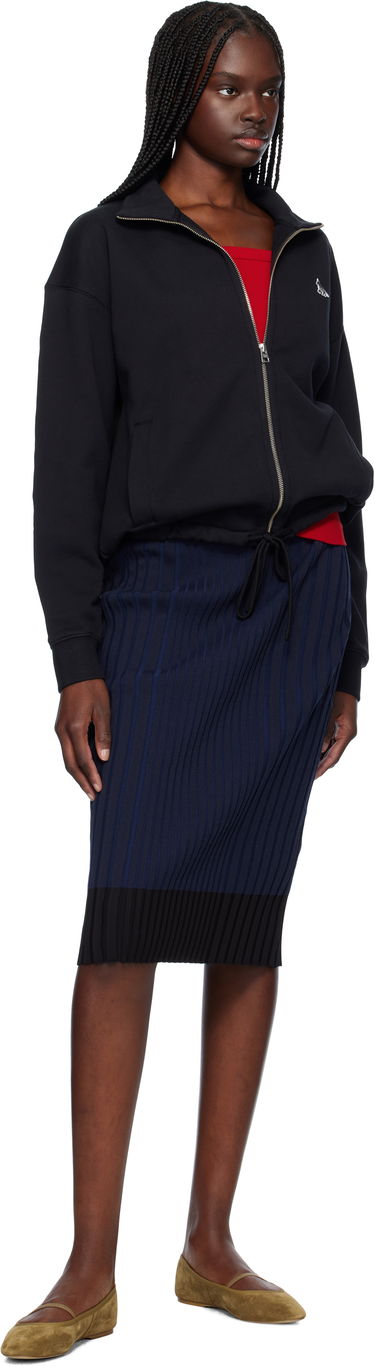 Sukňa MAISON KITSUNÉ Maison Kitsuné Ribbed Midi Skirt with Fox Patch Navy | OW01520KT1121, 3