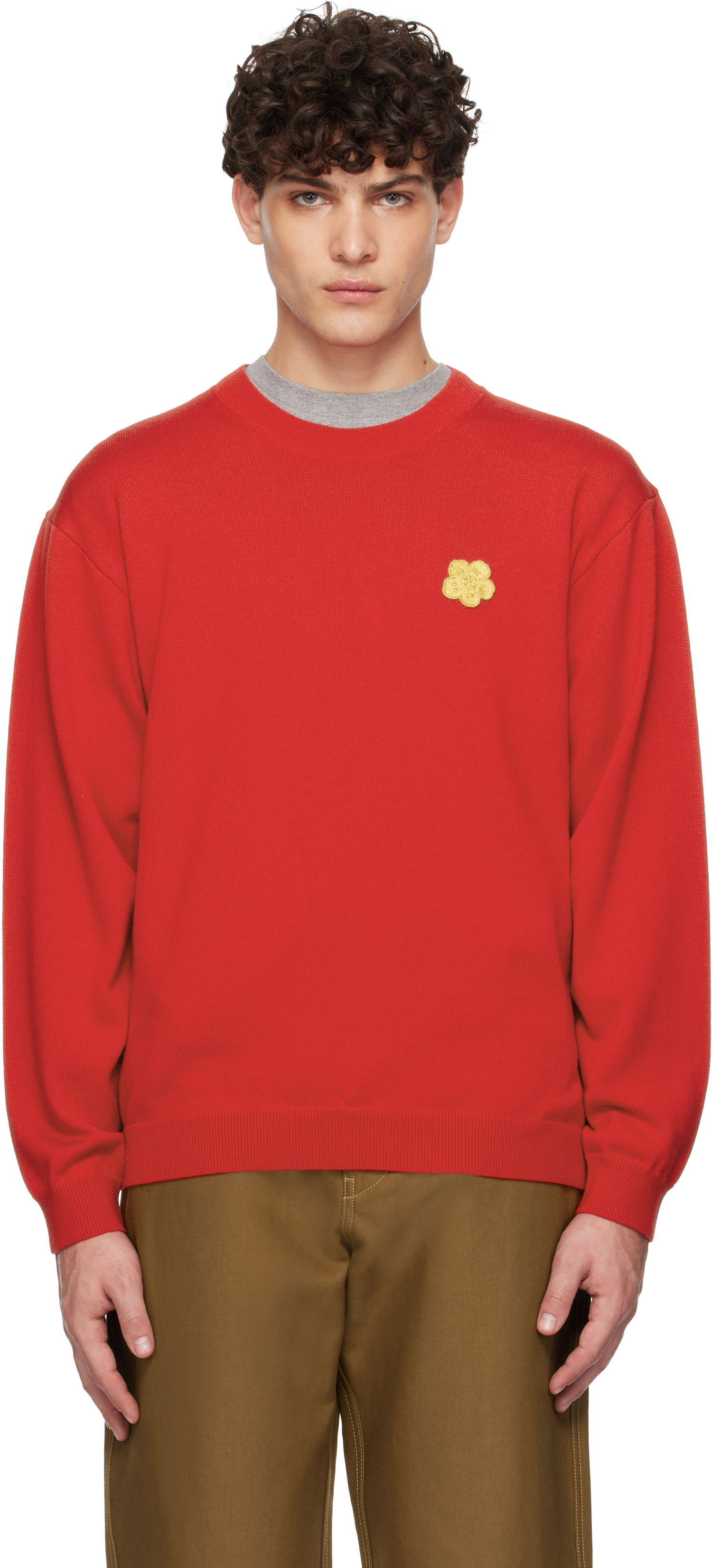 Sveter KENZO Flower Applique Sweater Červená | FF55PU7193CL, 0