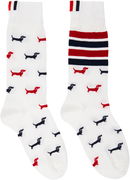 Thom Browne Hector Mid Calf Socks with 4-Bar Stripes
