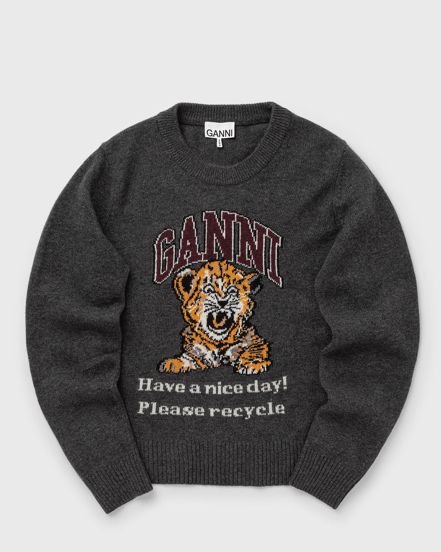 Mikina GANNI Graphic Wool Mix Tiger Crewneck Čierna | K2278-084, 0