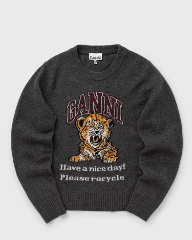 Mikina GANNI Graphic Wool Mix Tiger Crewneck Čierna | K2278-084, 0